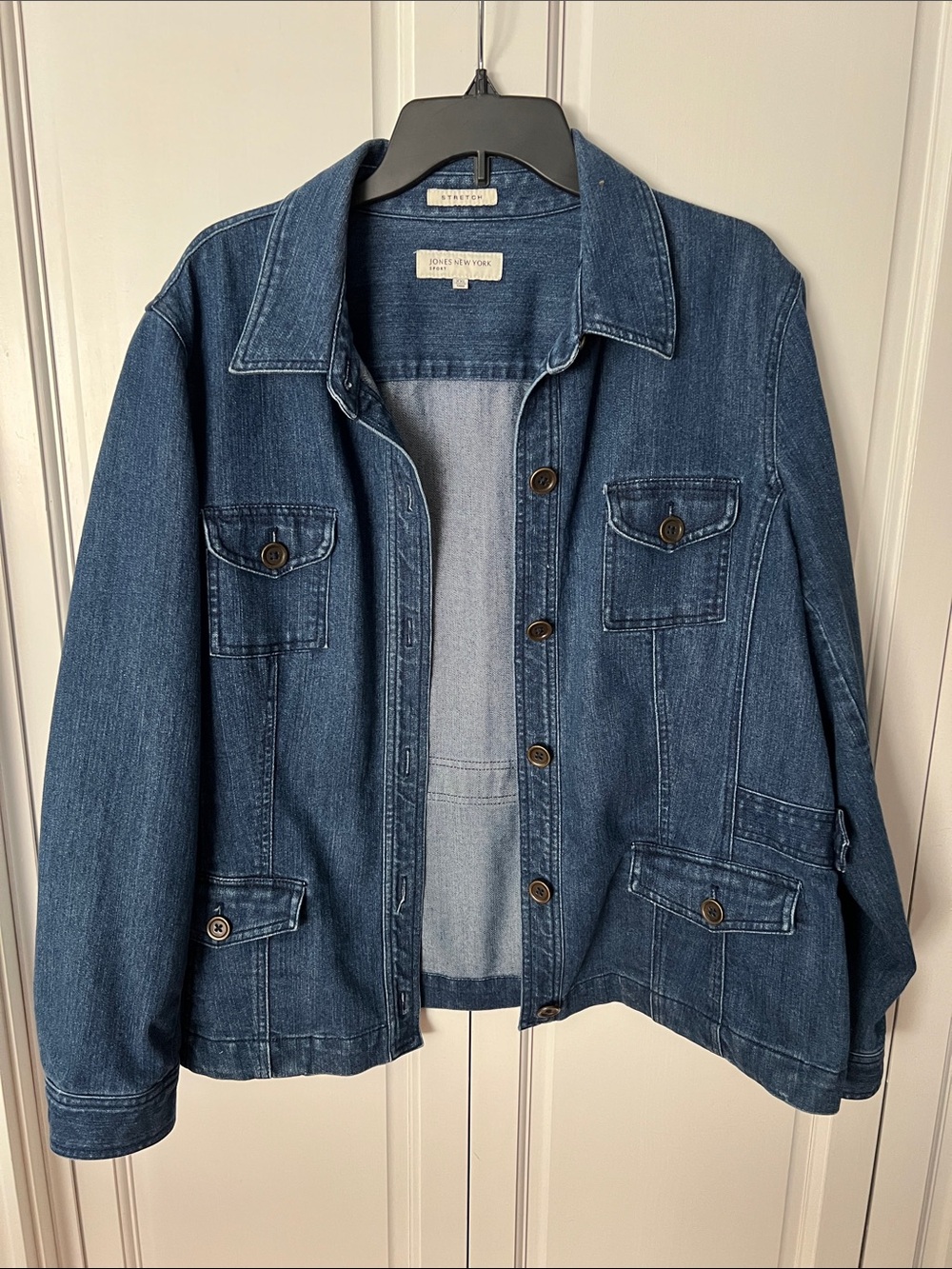 Jones New York Sport Stretch Jean Jacket, dark wash, wos. XXL - Picture 3 of 11